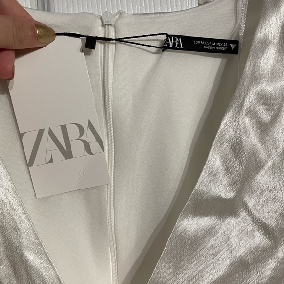 NWT Satin Bodysuit Long sleeve ruched draped fit bodice shiny wedding coquette - Picture 5 of 9